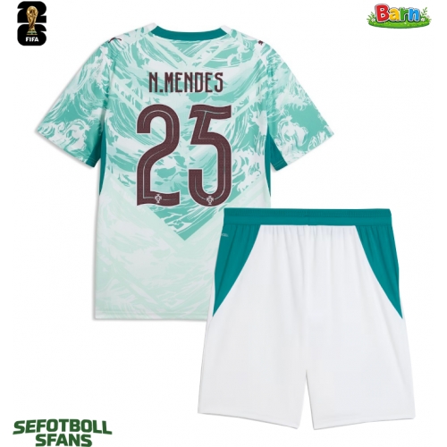 Portugal Nuno Mendes #25 Bortaställ Barn VM 2026 Kortärmad (+ Korta byxor)